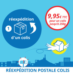 Service annexe à la boîte postale : réexpédition postale de colis jusqu'à 250g.