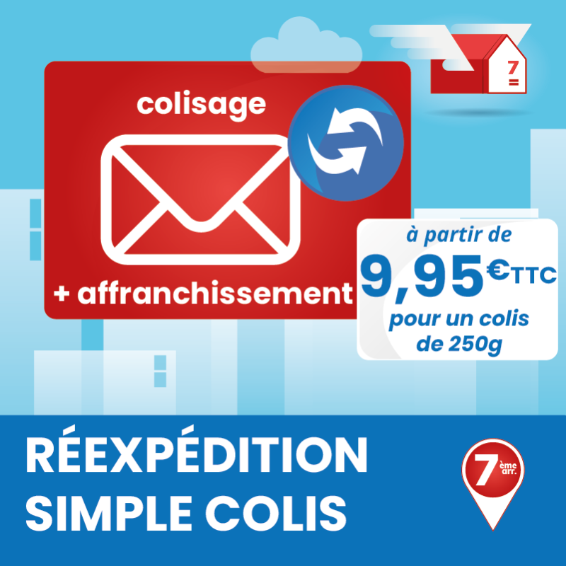 Service annexe à la boîte postale : réexpédition postale de colis jusqu'à 250g.
